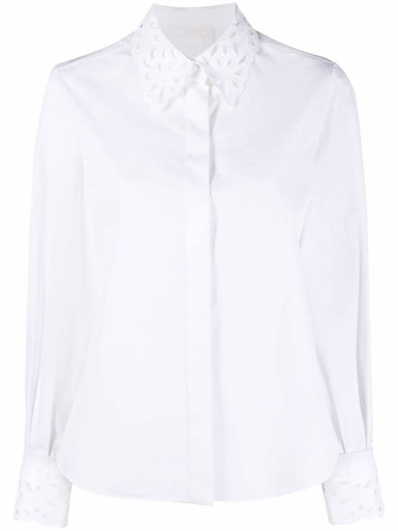 Chloé pointelle collar button-up shirt - White von Chloé