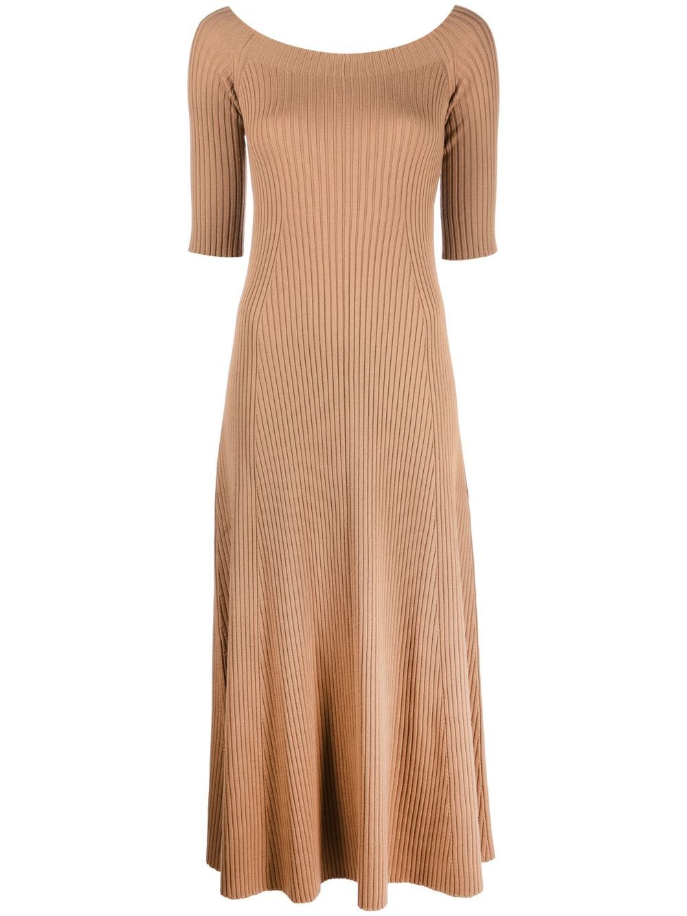 Chloé ribbed-knit boat neck dress - Brown von Chloé