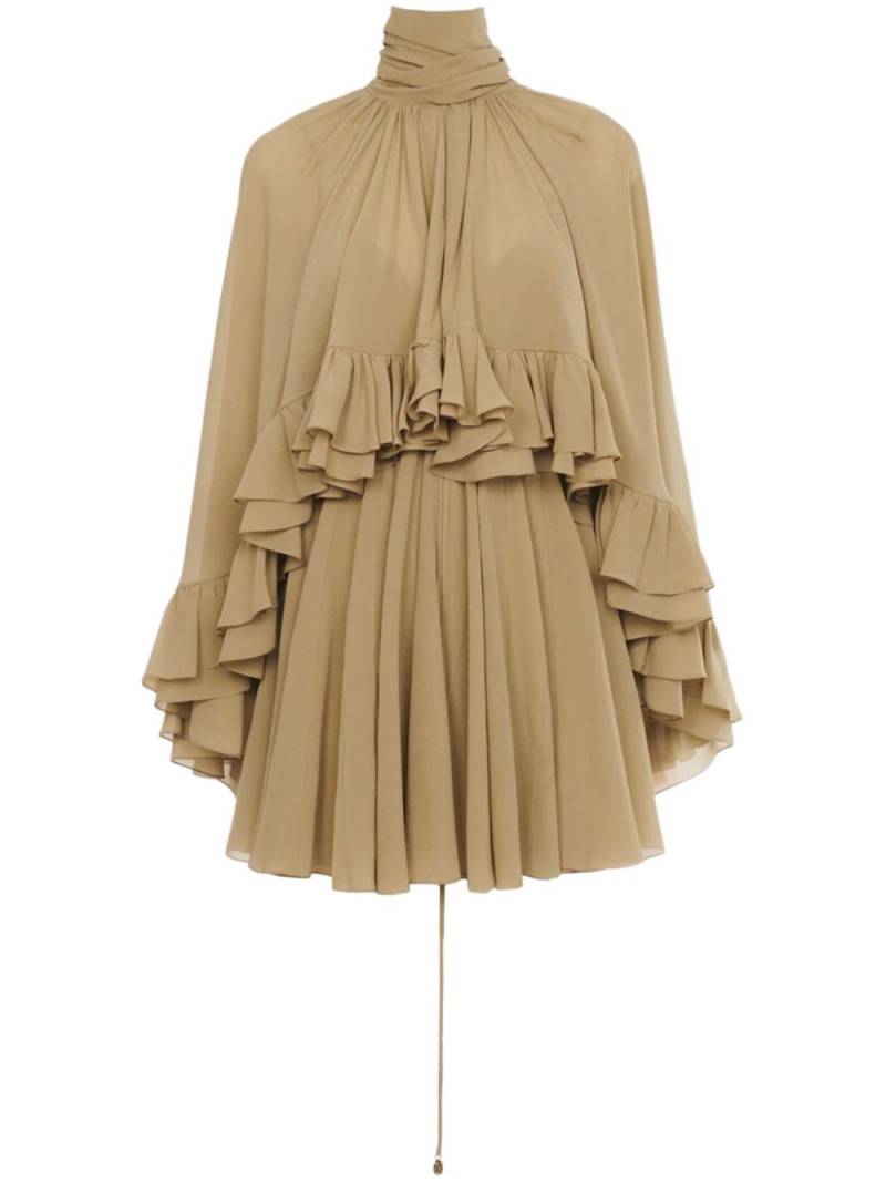 Chloé ruffle-detailing mini dress - Neutrals von Chloé