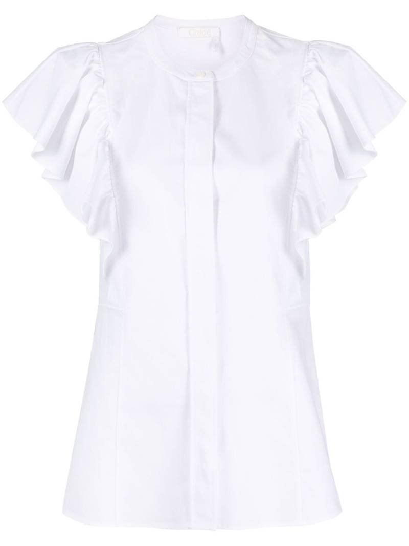 Chloé ruffle-sleeve cotton blouse - White von Chloé