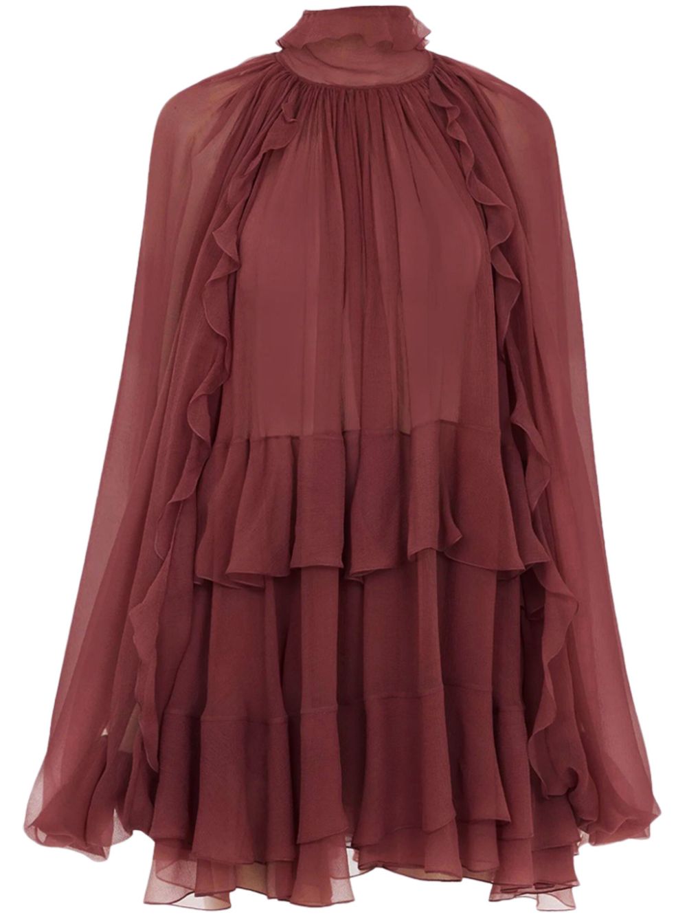 Chloé ruffled mini dress - Brown von Chloé