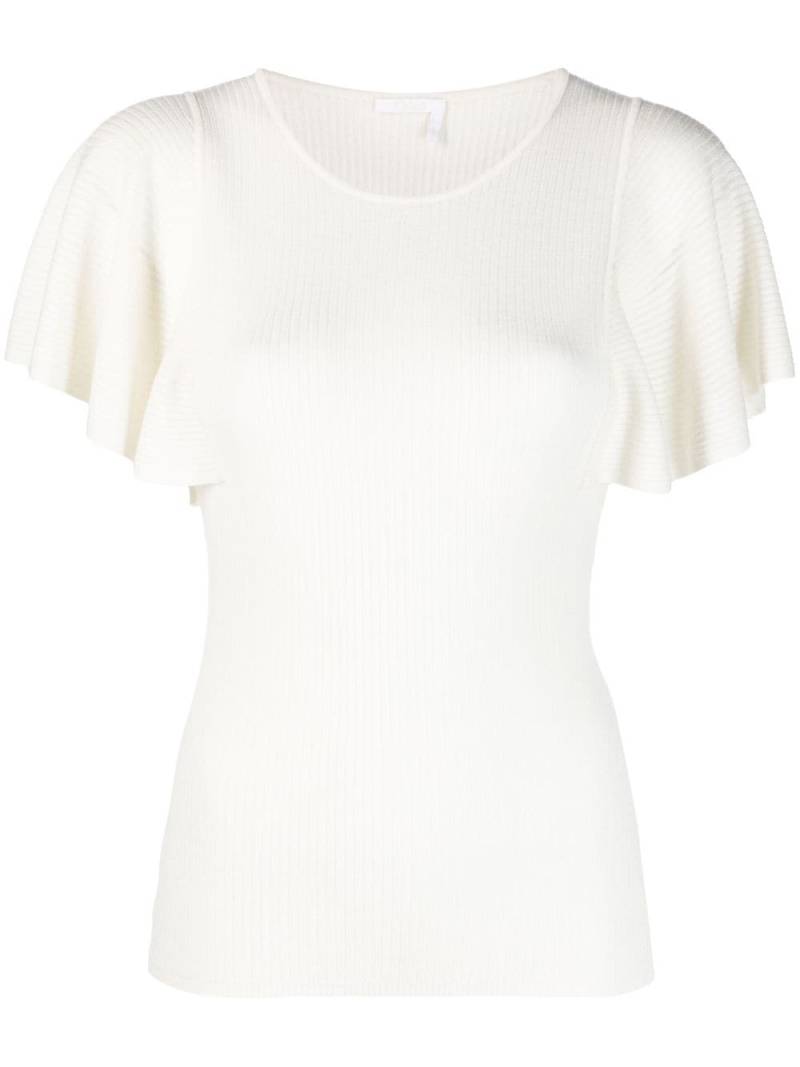 Chloé ruffled-sleeves knitted top - Neutrals von Chloé