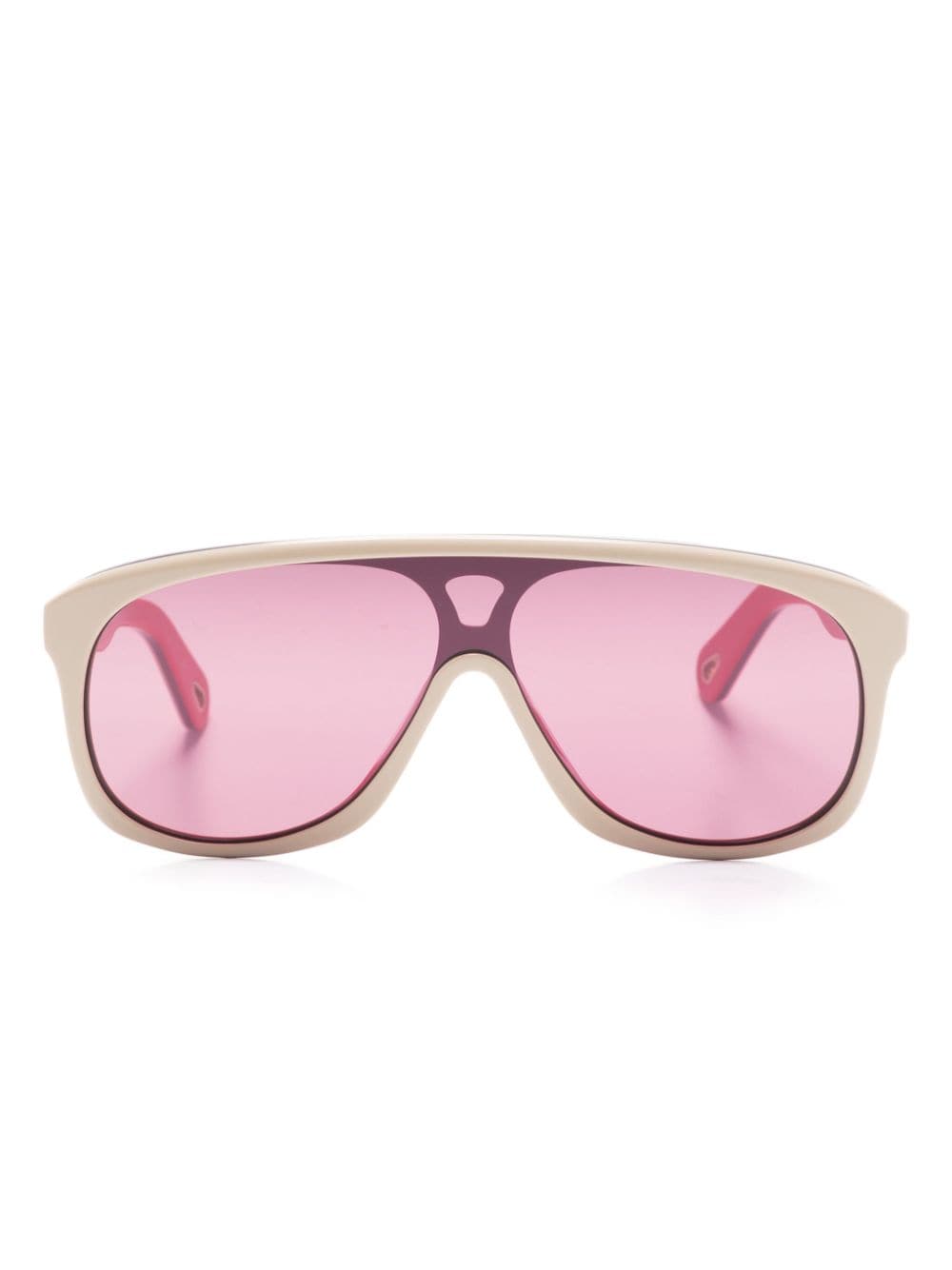 Chloé Eyewear shield-frame logo-engraved sunglasses - Neutrals von Chloé Eyewear