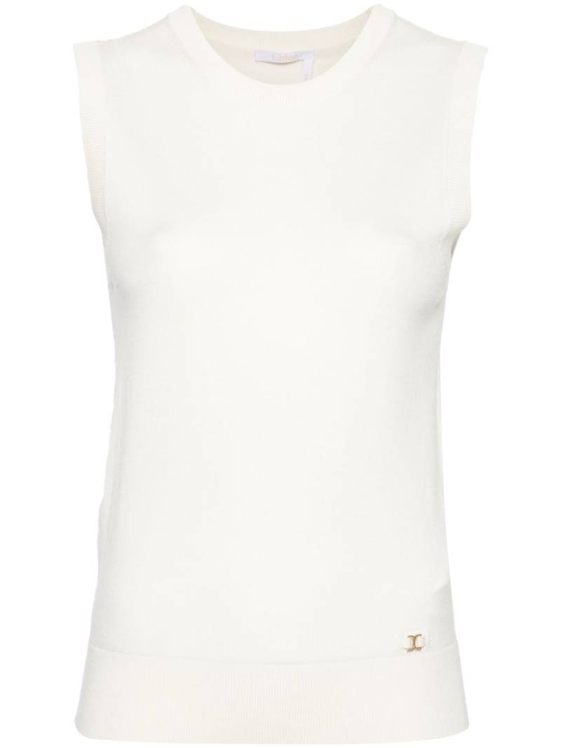 Chloé sleeveless wool knitted top - Neutrals von Chloé