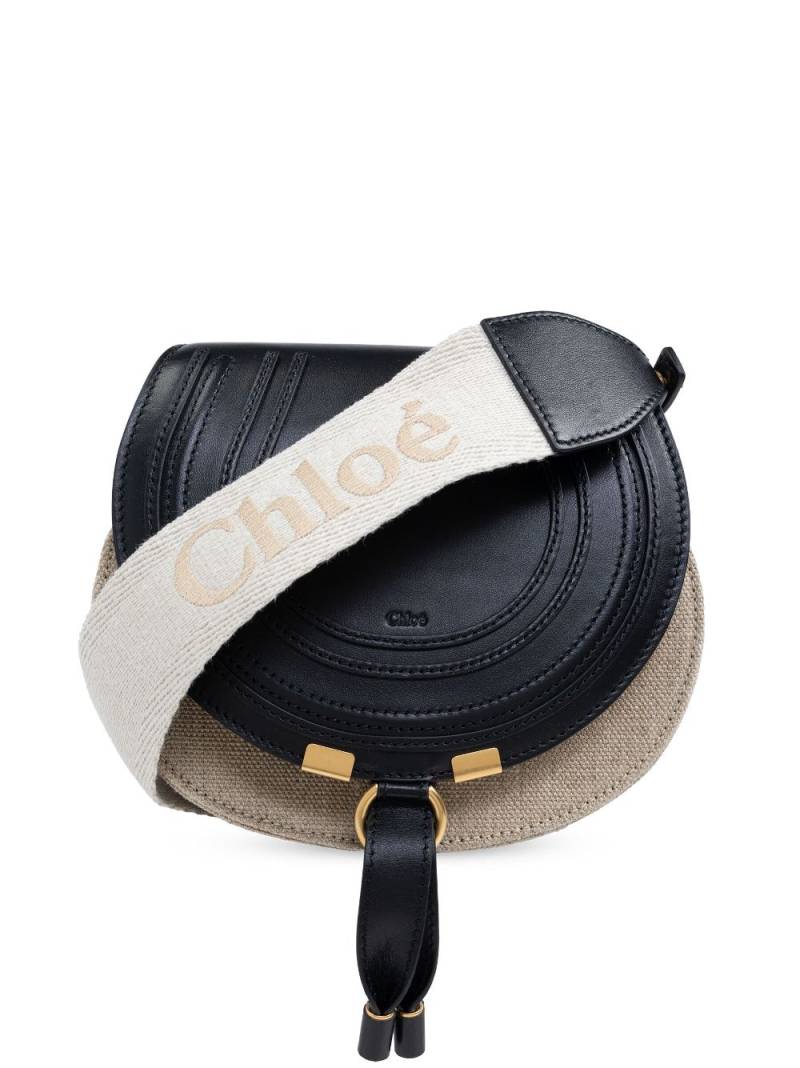 Chloé small Marcie logo-strap saddle bag - Black von Chloé