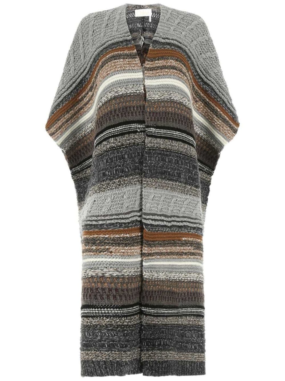 Chloé striped knitted cape - Grey von Chloé