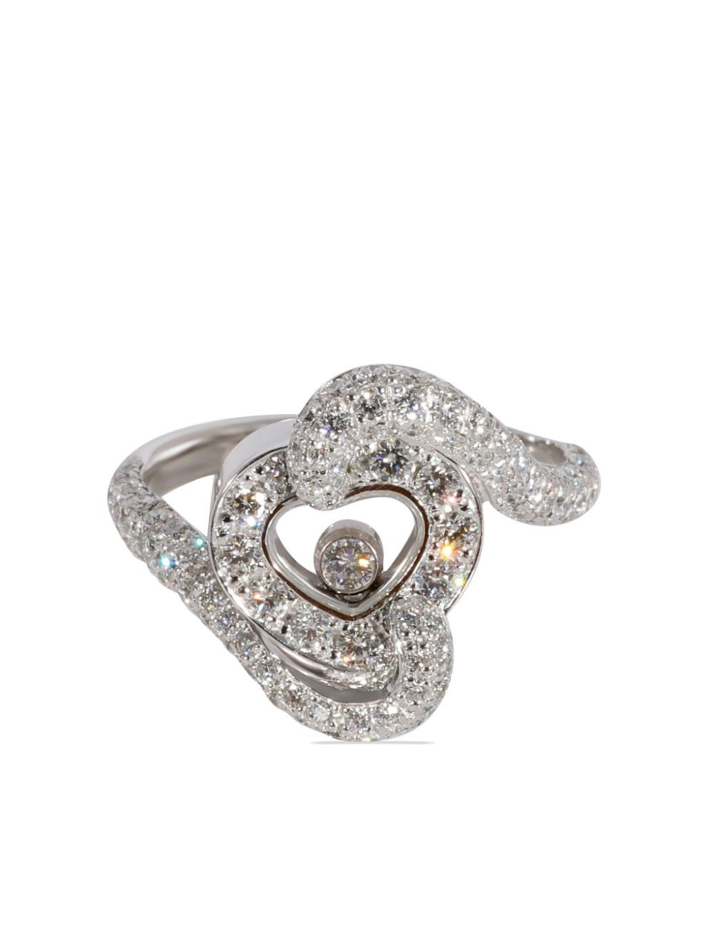 Chopard Pre-Owned 18kt white gold Happy Diamond Heart diamond ring - Silver von Chopard Pre-Owned