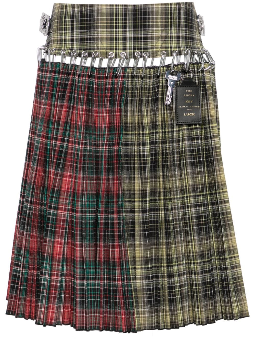 Chopova Lowena Green Wood checked plissé skirt von Chopova Lowena