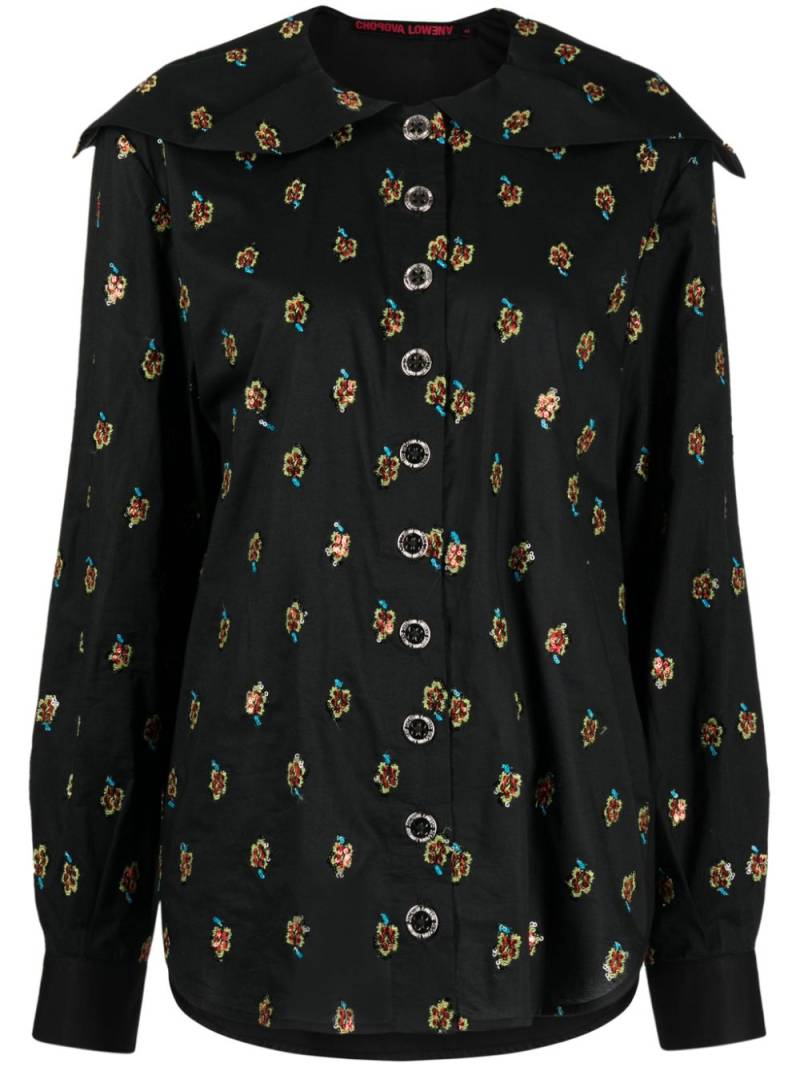 Chopova Lowena floral-embroidered cotton top - Black von Chopova Lowena