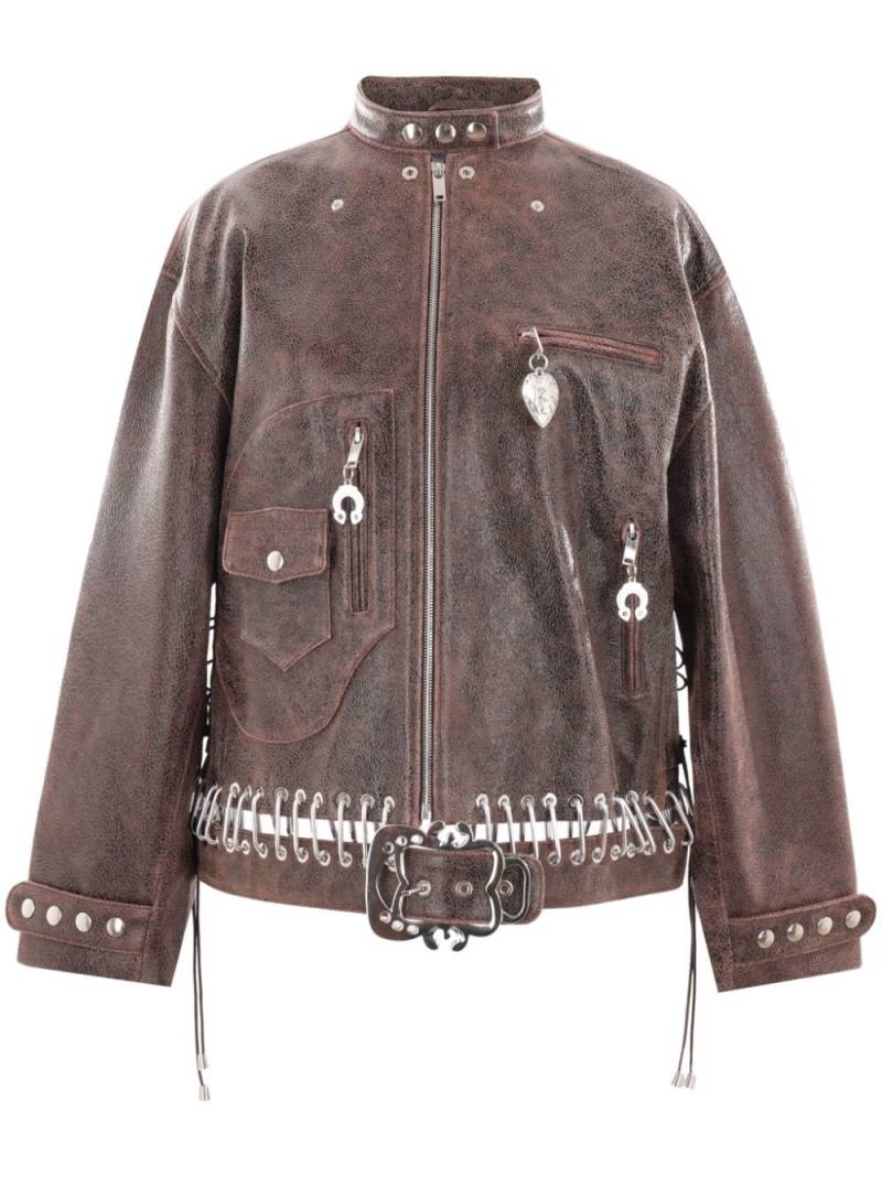 Chopova Lowena studded belted leather jacket - Brown von Chopova Lowena