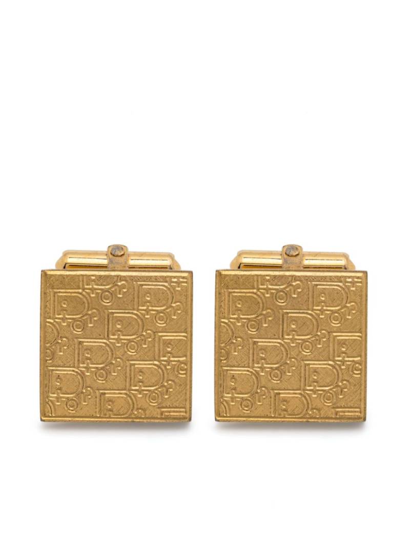 Christian Dior Pre-Owned 1990s Oblique monogram cufflinks - Gold von Christian Dior Pre-Owned