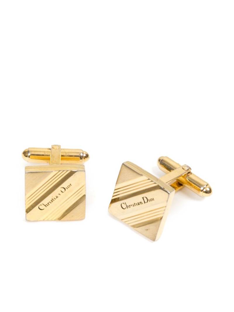 Christian Dior Pre-Owned 1990s logo-engraved cufflinks - Gold von Christian Dior Pre-Owned