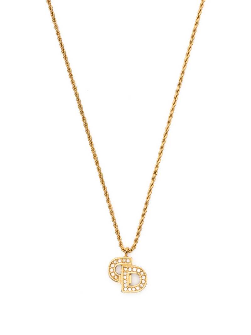 Christian Dior Pre-Owned 1990s pre-owned rhinestone-embellished pendant necklace - Gold von Christian Dior Pre-Owned