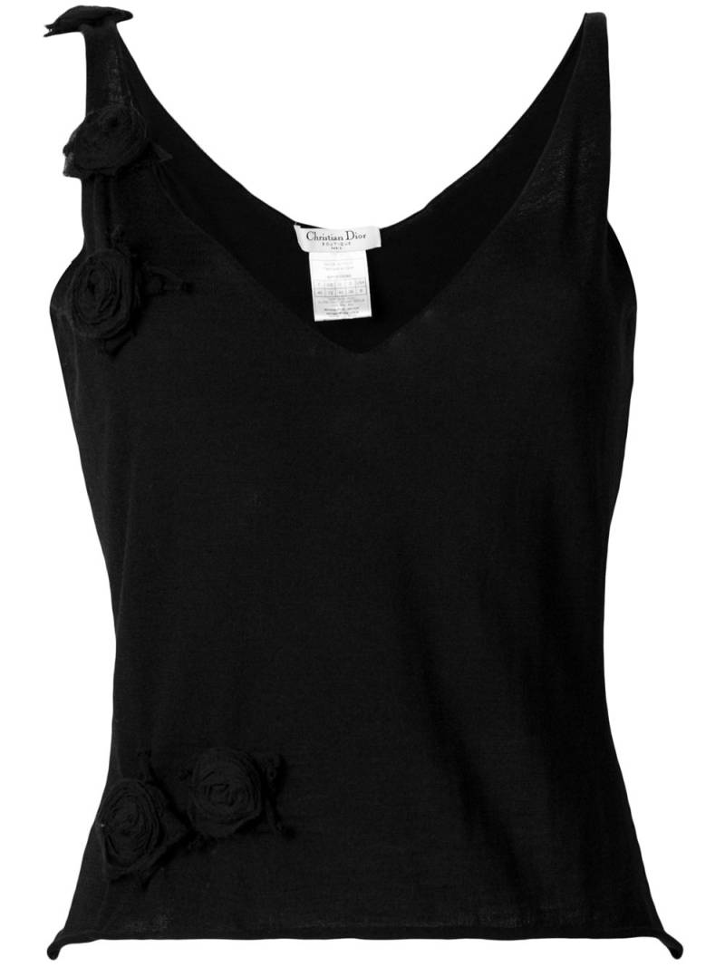 Christian Dior Pre-Owned 2000s pre-owned rose-appliqué knitted top - Black von Christian Dior Pre-Owned