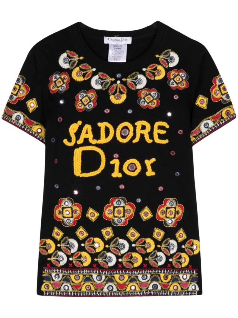 Christian Dior Pre-Owned 2004 J'Adore Dior embroidered T-shirt - Black von Christian Dior Pre-Owned