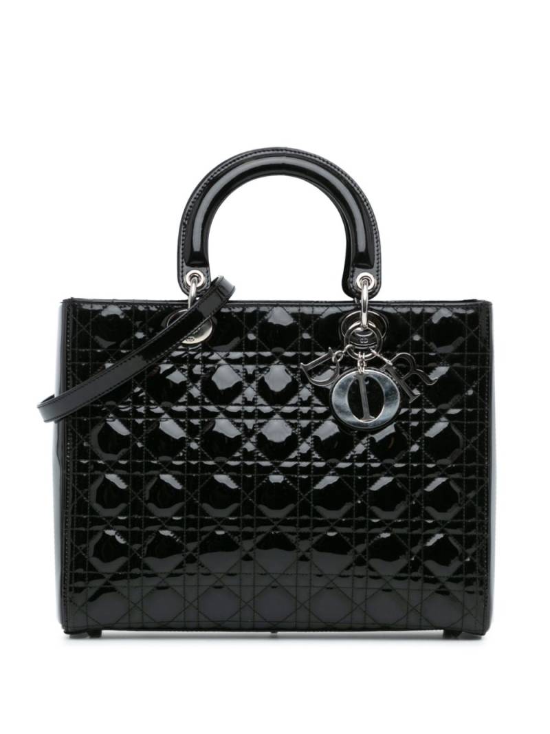 Christian Dior Pre-Owned 2009 Large Patent Cannage Lady Dior satchel - BLACK von Christian Dior Pre-Owned