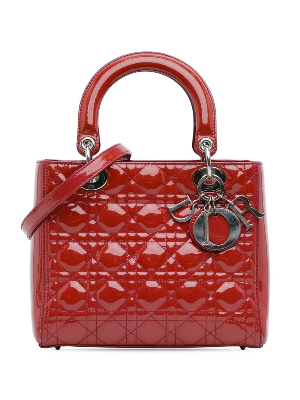 Christian Dior Pre-Owned 2011 Medium Patent Cannage Lady Dior satchel - Red von Christian Dior Pre-Owned