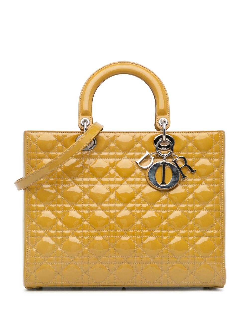 Christian Dior Pre-Owned 2012 Large Patent Cannage Lady Dior satchel - Yellow von Christian Dior Pre-Owned