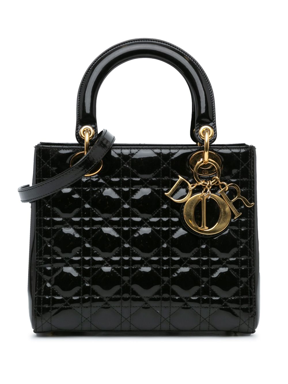 Christian Dior Pre-Owned 2013 Medium Patent Cannage Lady Dior satchel - Black von Christian Dior Pre-Owned