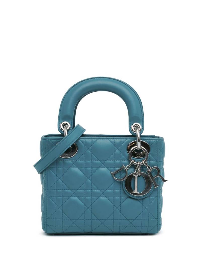 Christian Dior Pre-Owned 2013 Mini Lambskin Cannage Lady Dior satchel - Blue von Christian Dior Pre-Owned