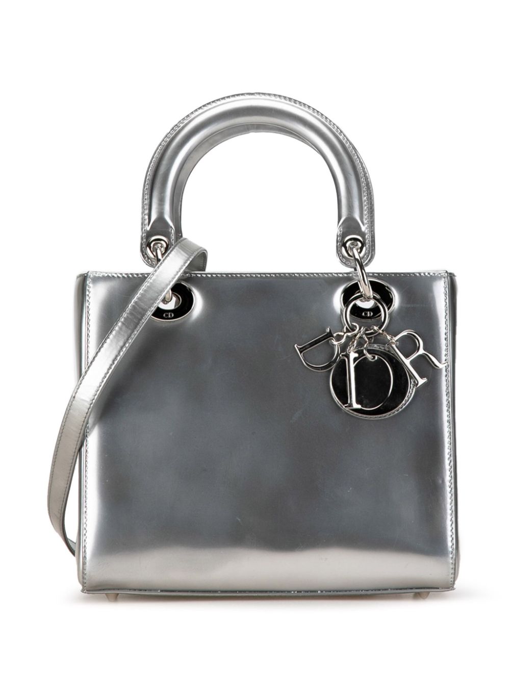 Christian Dior Pre-Owned 2014 Medium Metallic Patent Lady Dior satchel - Silver von Christian Dior Pre-Owned