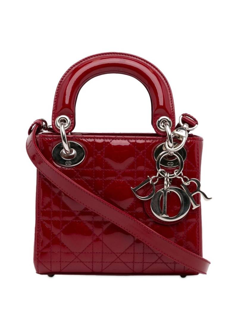 Christian Dior Pre-Owned 2014 Mini Patent Cannage Lady Dior satchel - Red von Christian Dior Pre-Owned