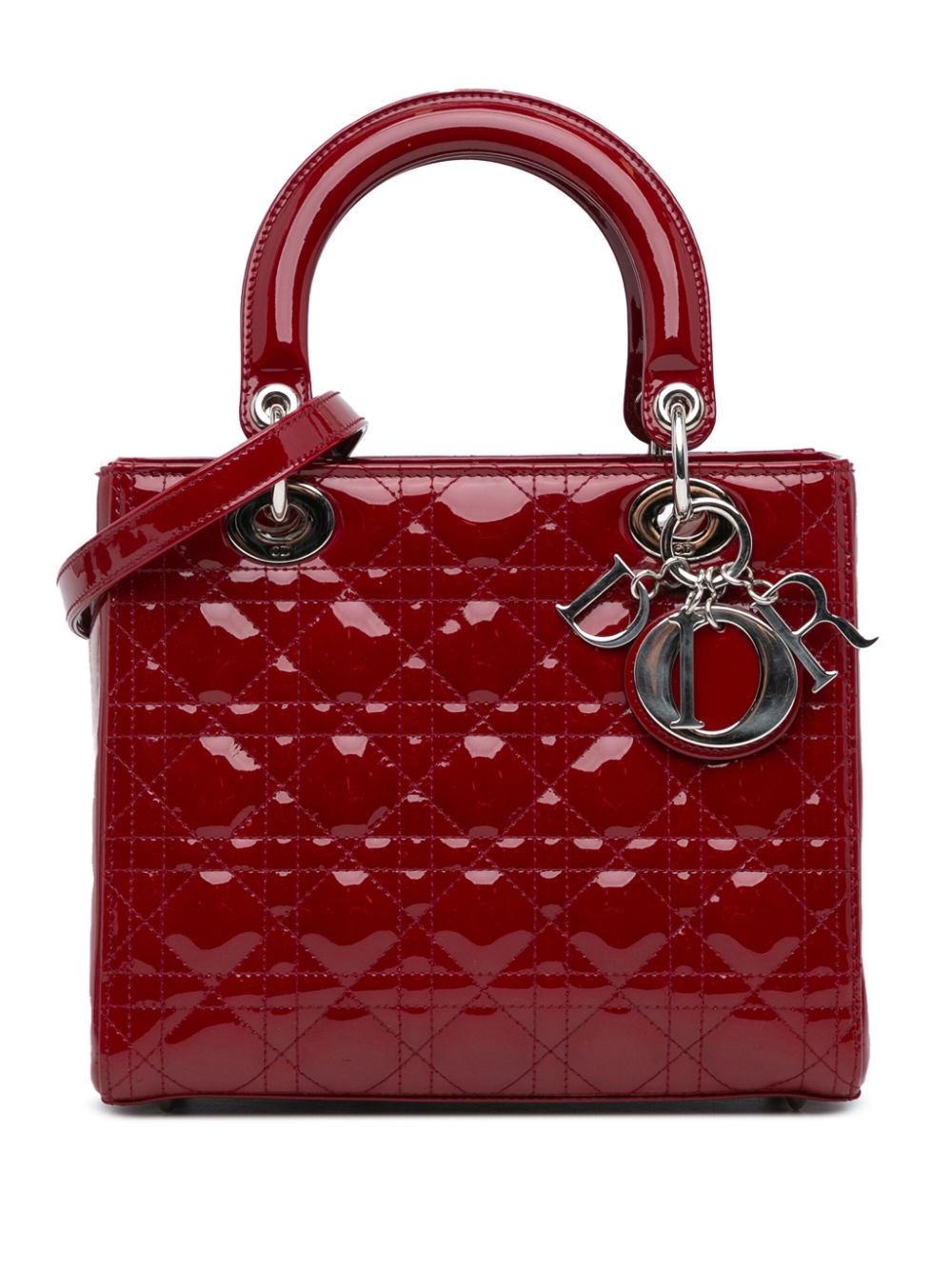 Christian Dior Pre-Owned 2015 Medium Patent Cannage Lady Dior satchel - Red von Christian Dior Pre-Owned