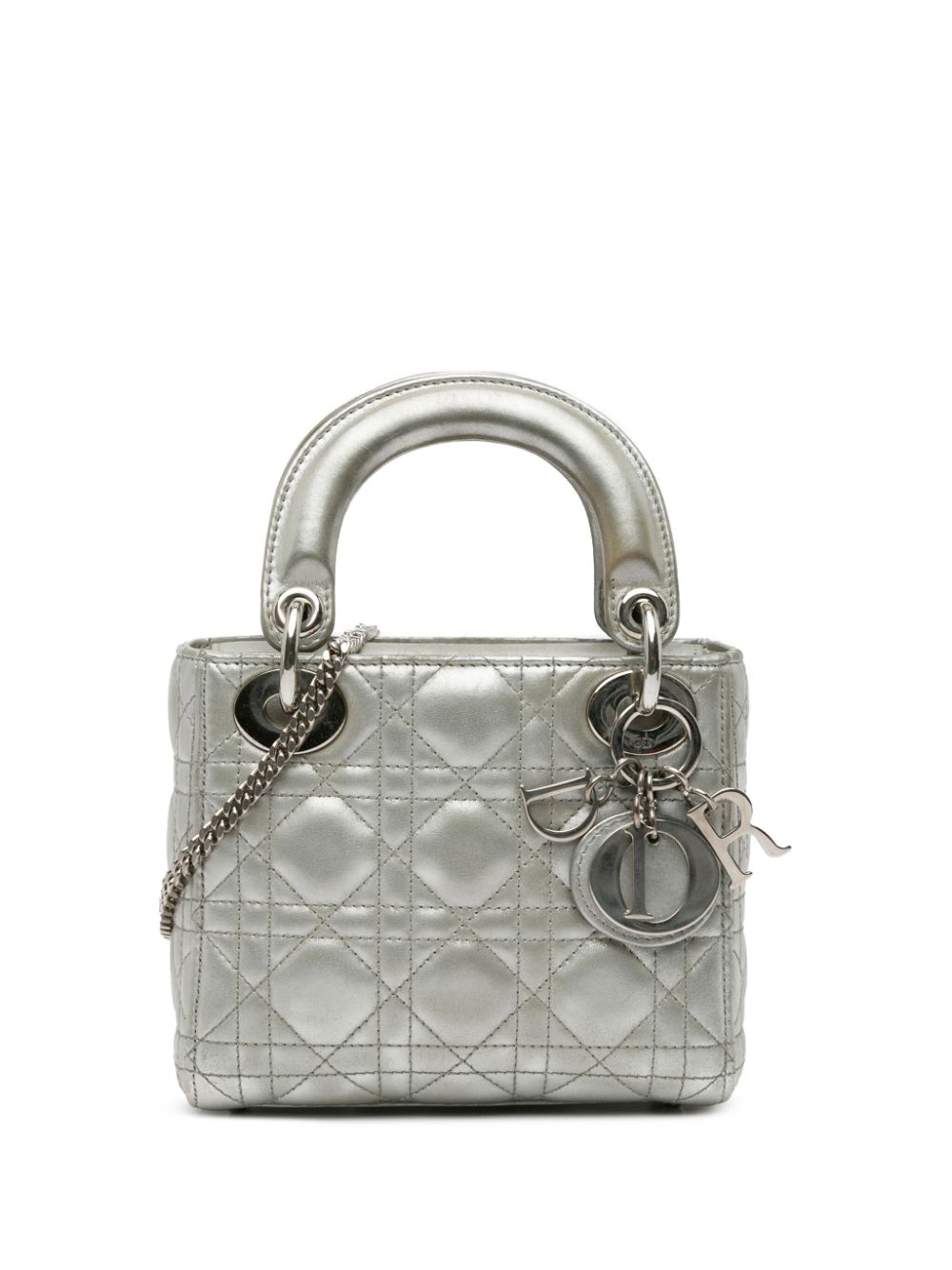 Christian Dior Pre-Owned 2015 Mini Iridescent Lambskin Cannage Lady Dior satchel - Silver von Christian Dior Pre-Owned