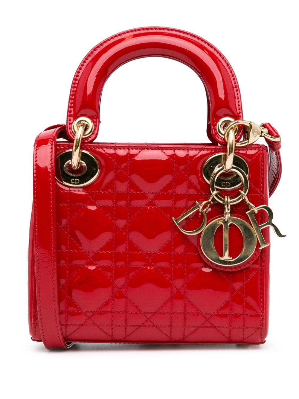 Christian Dior Pre-Owned 2015 Mini Patent Cannage Lady Dior satchel - Red von Christian Dior Pre-Owned