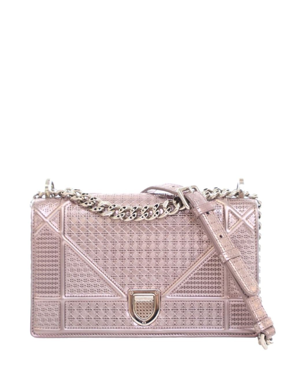 Christian Dior Pre-Owned 2015 Small Metallic Calfskin Microcannage Diorama Flap crossbody bag - Pink von Christian Dior Pre-Owned