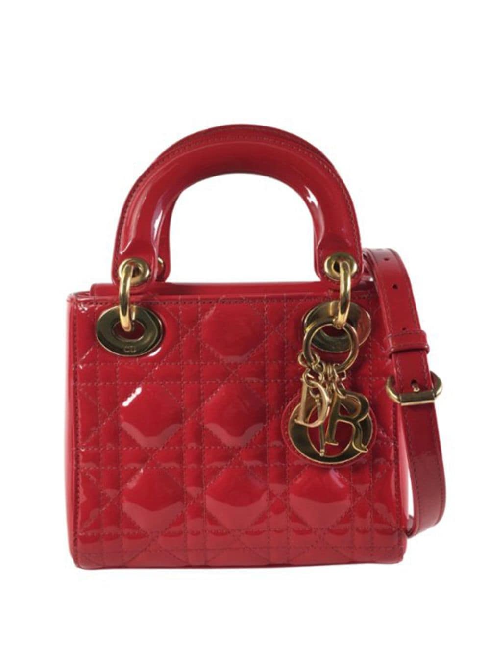 Christian Dior Pre-Owned 2016 Mini Patent Cannage Lady Dior satchel - Red von Christian Dior Pre-Owned