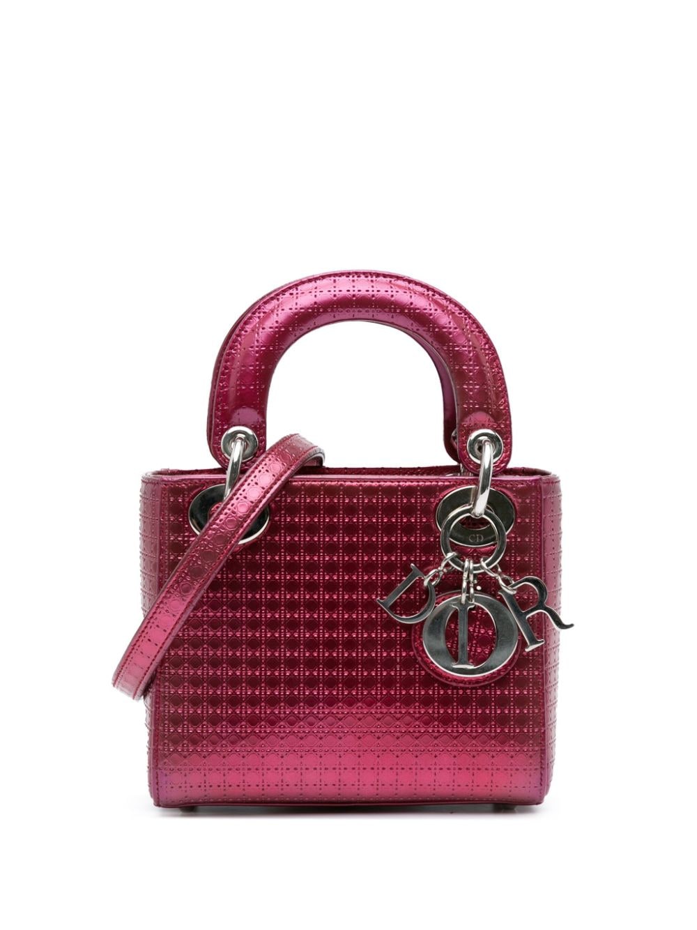 Christian Dior Pre-Owned 2016 Mini Patent Microcannage Lady Dior satchel - Pink von Christian Dior Pre-Owned