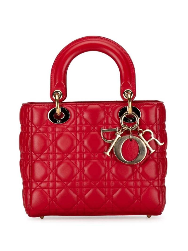Christian Dior Pre-Owned 2016 Small Lambskin Cannage Lucky Badges My Lady Dior satchel - Red von Christian Dior Pre-Owned