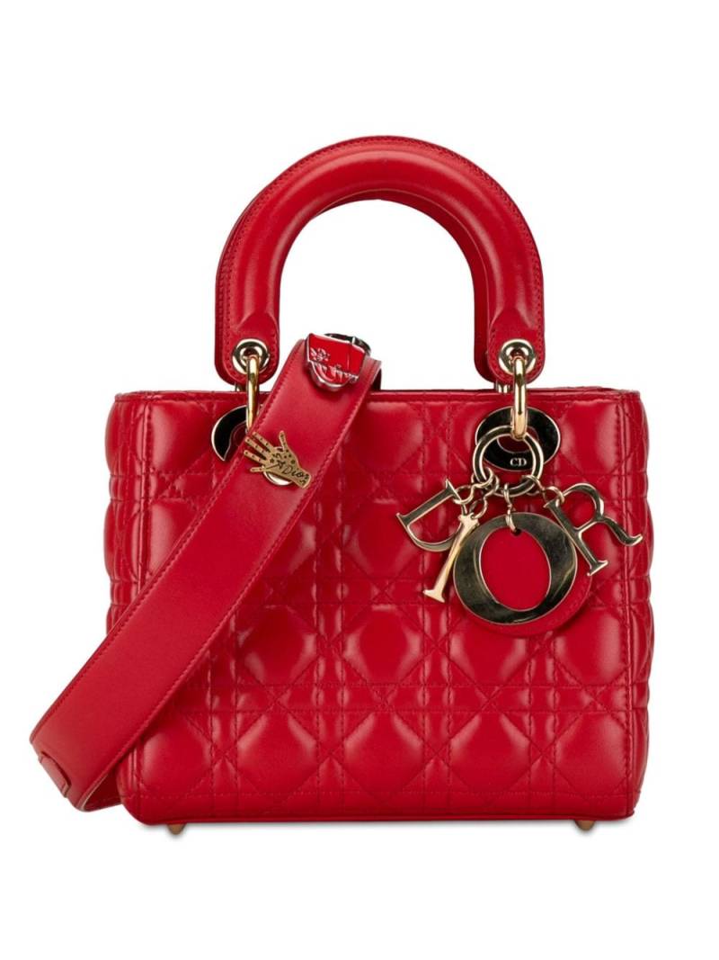 Christian Dior Pre-Owned 2016 Small Lambskin Cannage Lucky Badges My Lady Dior satchel - Red von Christian Dior Pre-Owned