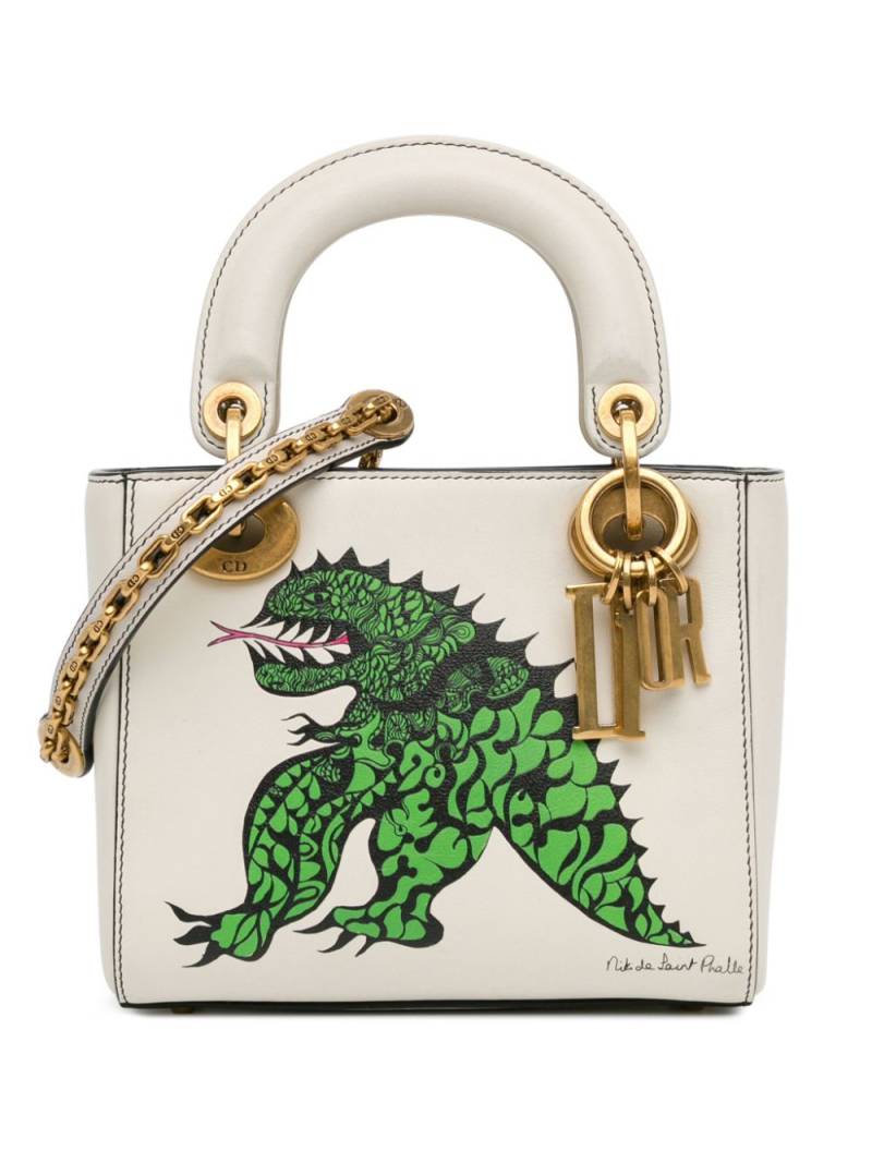 Christian Dior Pre-Owned 2017 Limited Edition Niki De Saint Phalle Mini Dragon Calfskin Lady Dior satchel - White von Christian Dior Pre-Owned