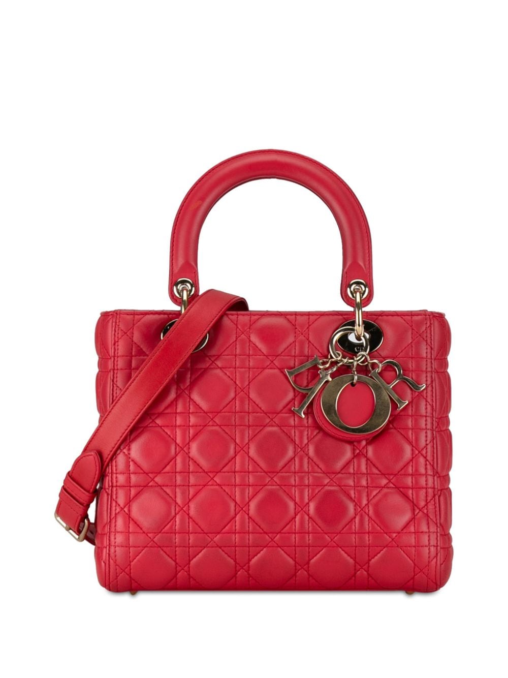 Christian Dior Pre-Owned 2017 Medium Lambskin Cannage Lady Dior satchel - Red von Christian Dior Pre-Owned