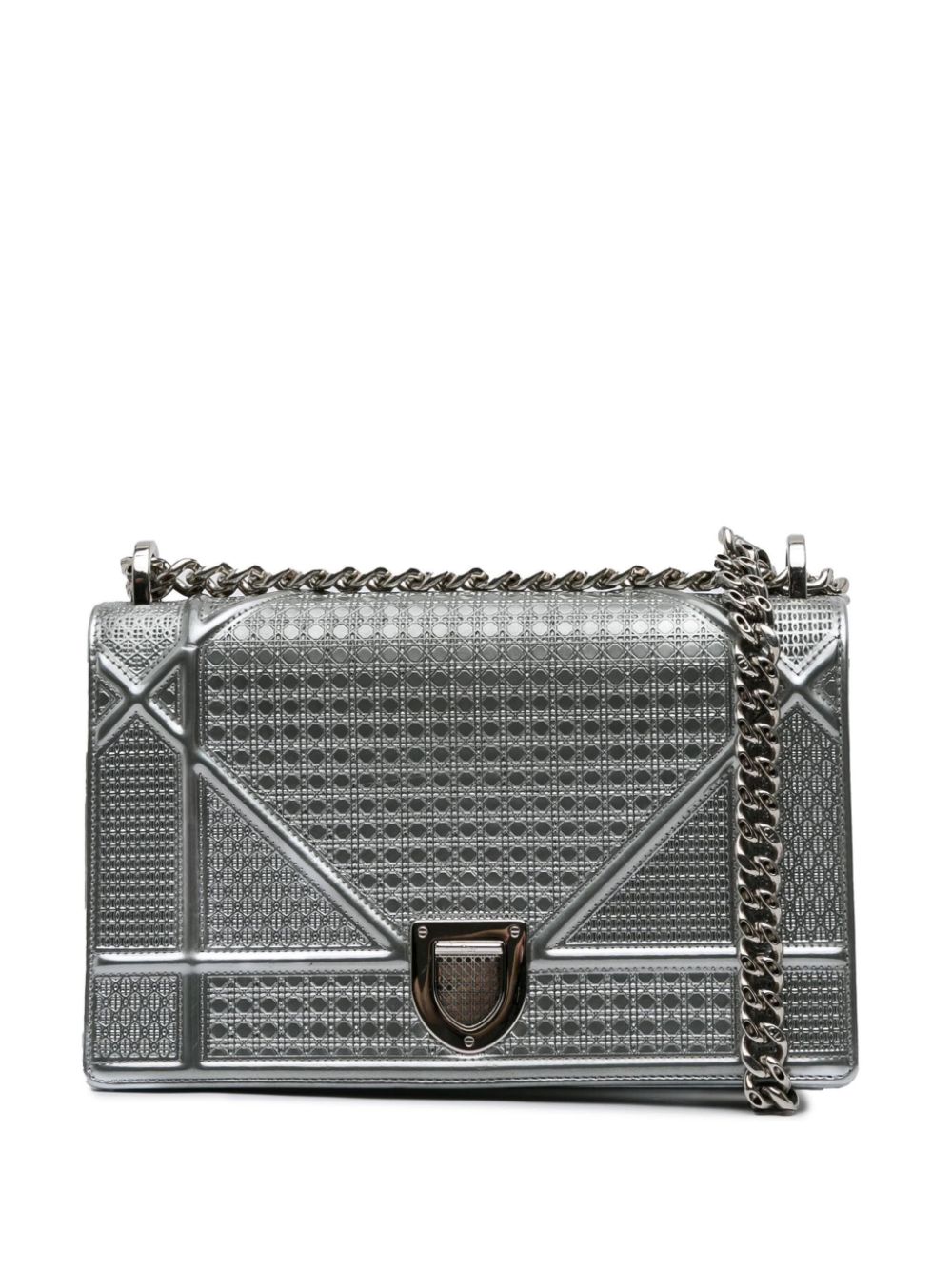 Christian Dior Pre-Owned 2017 Medium Metallic Patent Microcannage Diorama crossbody bag - Silver von Christian Dior Pre-Owned