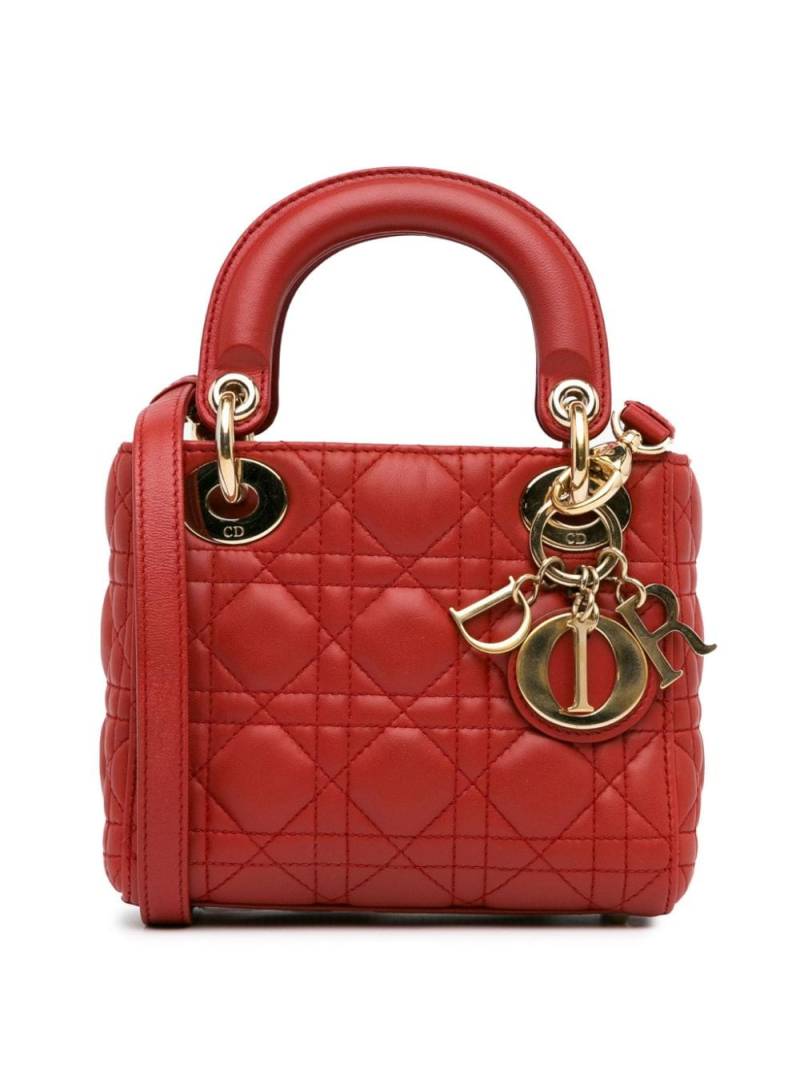 Christian Dior Pre-Owned 2017 Mini Cannage Lambskin Lady Dior satchel - Red von Christian Dior Pre-Owned