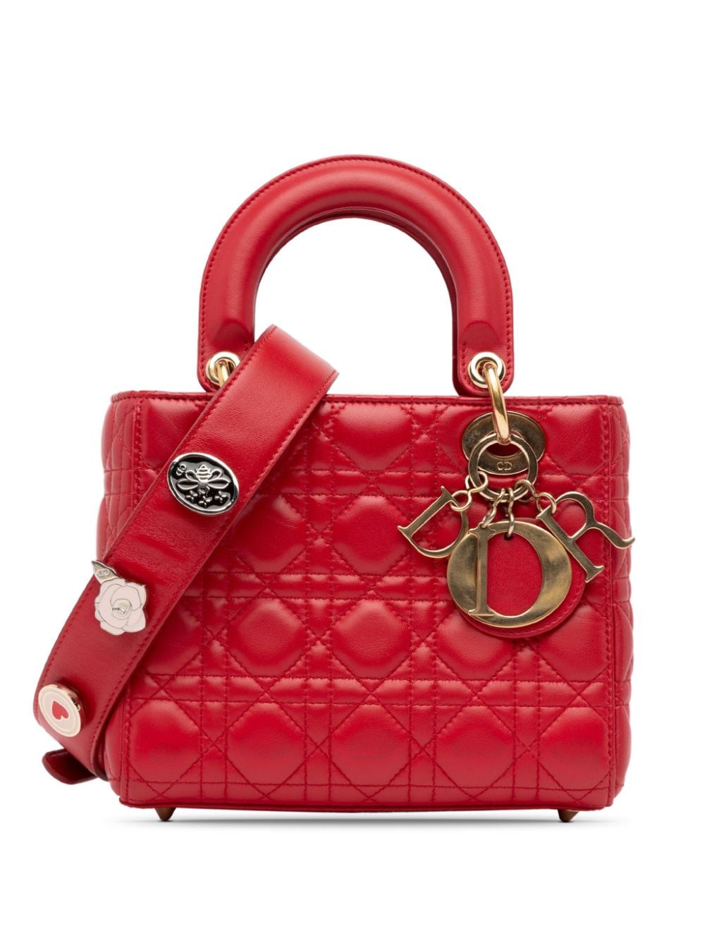 Christian Dior Pre-Owned 2017 Small Lambskin Cannage Lucky Badges My Lady Dior satchel - Red von Christian Dior Pre-Owned