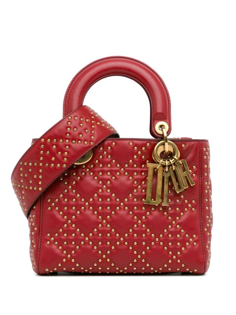 Christian Dior Pre-Owned 2017 Small Lambskin Cannage Studded Supple Lady Dior satchel - Red von Christian Dior Pre-Owned