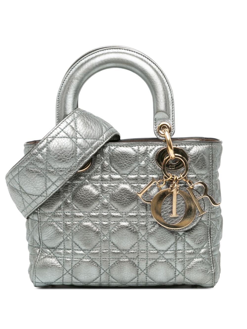 Christian Dior Pre-Owned 2017 Small Metallic Calfskin Cannage Supple Lady Dior satchel - Silver von Christian Dior Pre-Owned