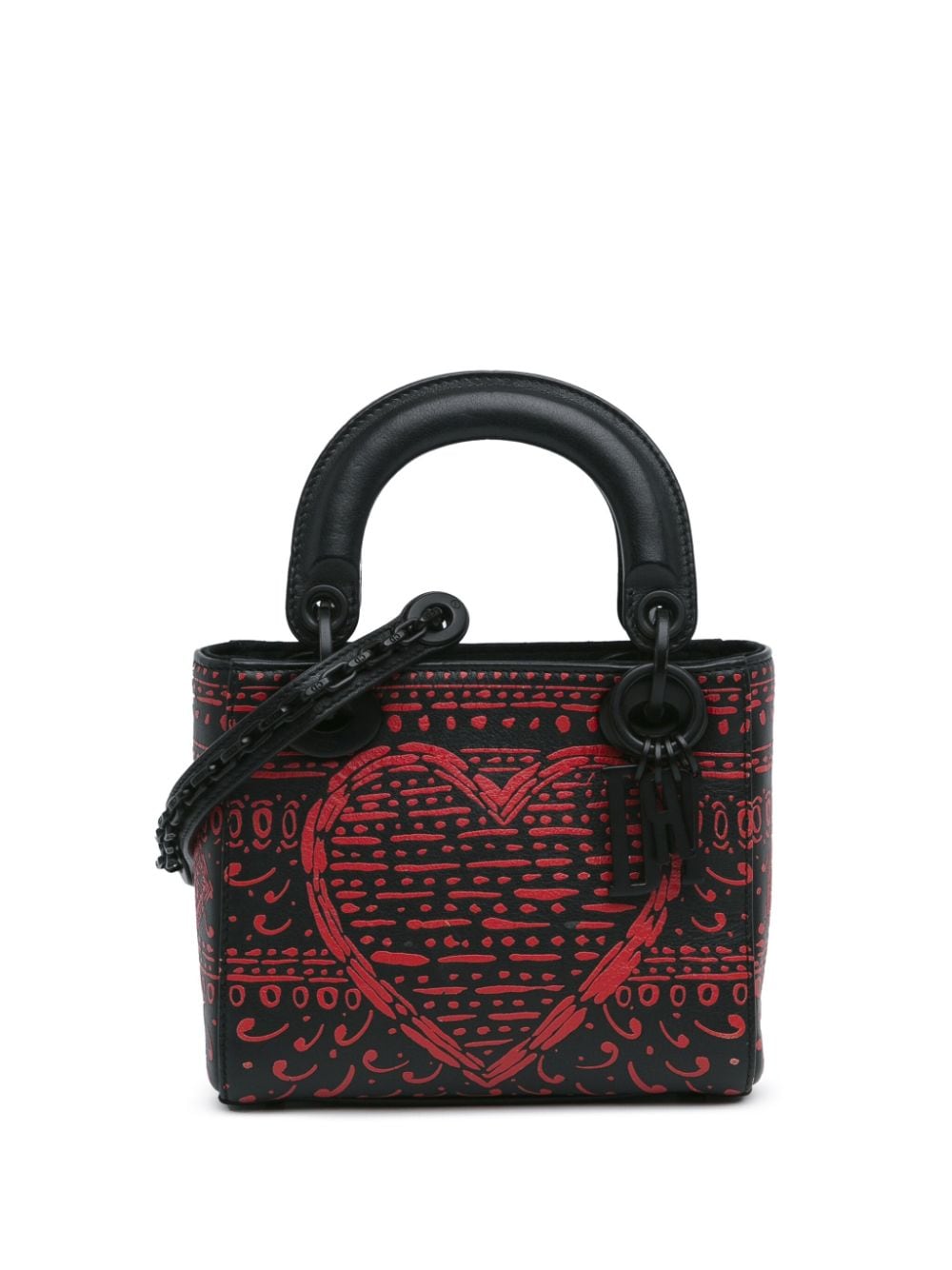 Christian Dior Pre-Owned 2018 Mini Smooth Calfskin Painted Playing Card Heart and Clover Lady Dior satchel - Red von Christian Dior Pre-Owned