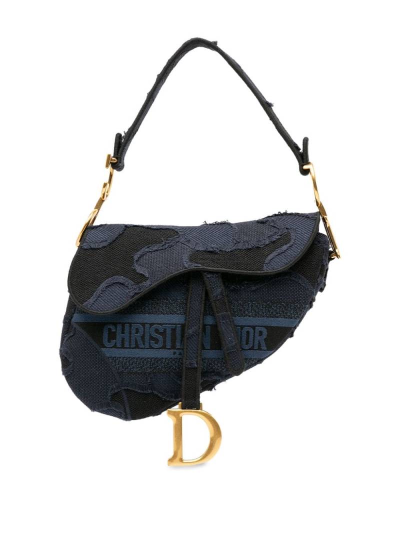 Christian Dior Pre-Owned 2019 Embroidered Canvas Camouflage Saddle shoulder bag - Blue von Christian Dior Pre-Owned