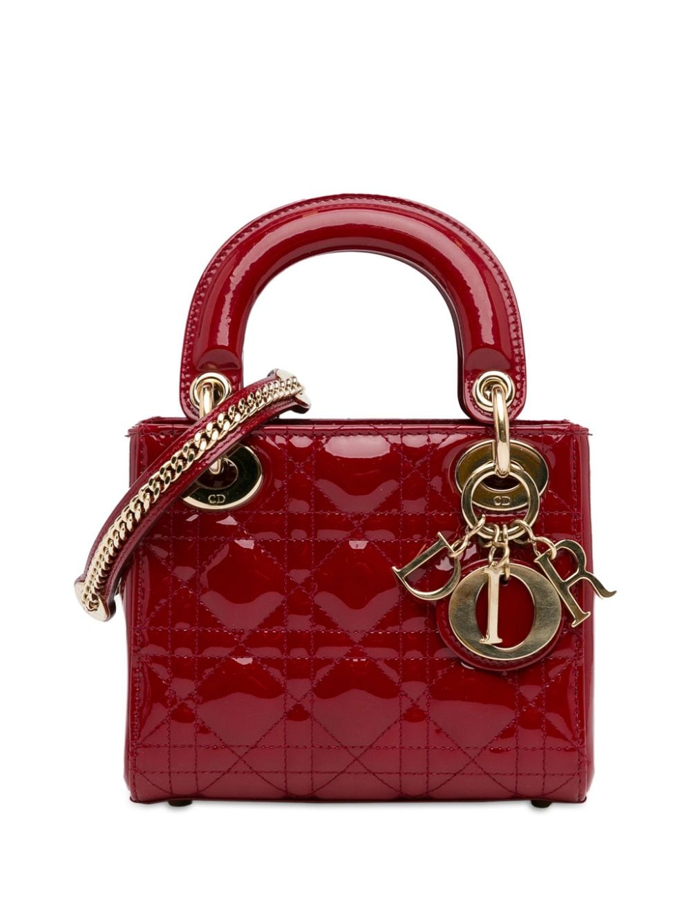 Christian Dior Pre-Owned 2019 Mini Patent Cannage Lady Dior satchel - Red von Christian Dior Pre-Owned