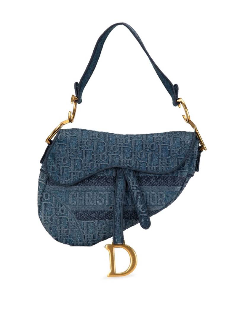 Christian Dior Pre-Owned 2019 Oblique Denim Saddle shoulder bag - Blue von Christian Dior Pre-Owned