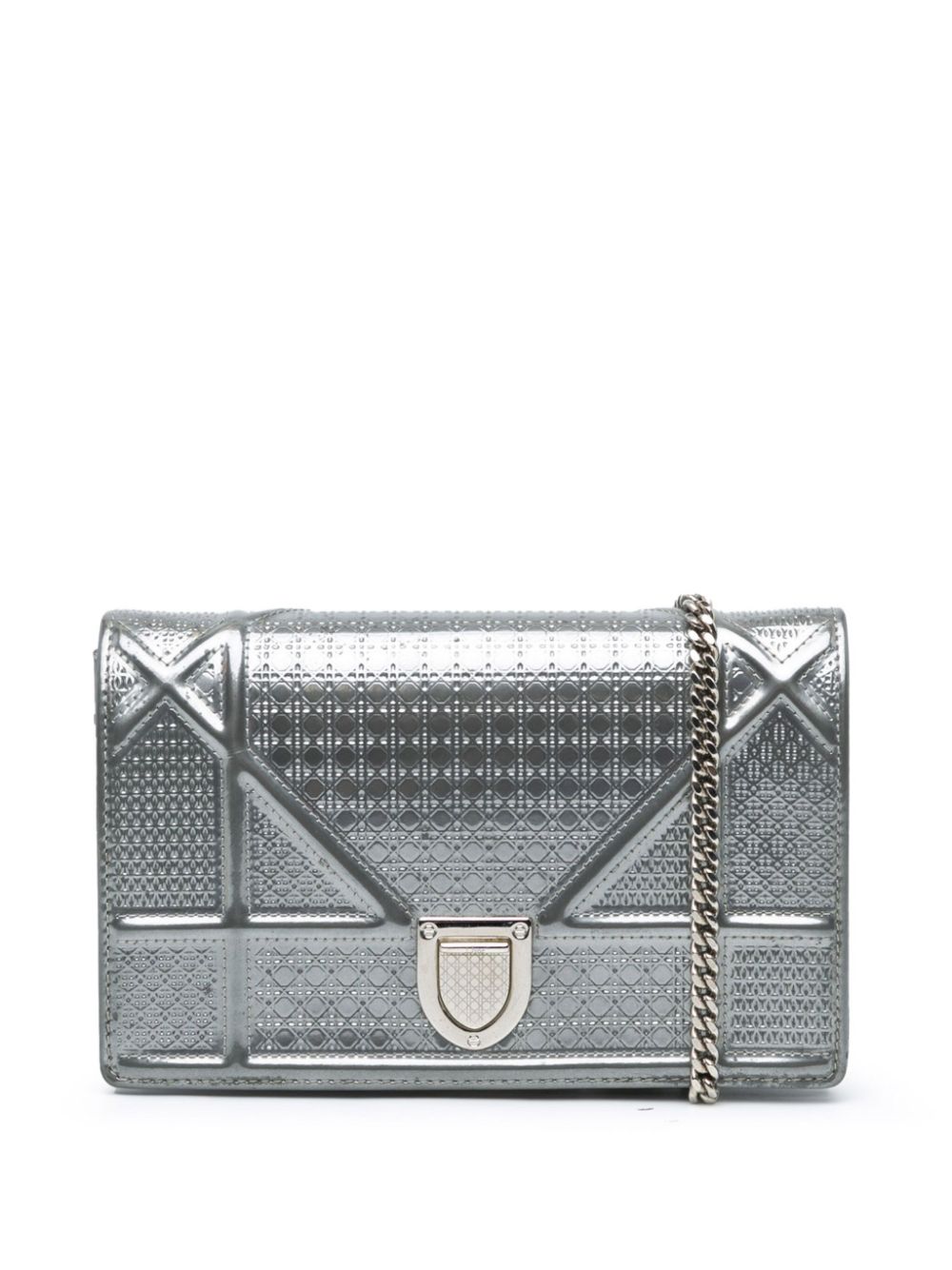 Christian Dior Pre-Owned 2019 Patent Microcannage Diorama Wallet on Chain crossbody bag - Silver von Christian Dior Pre-Owned