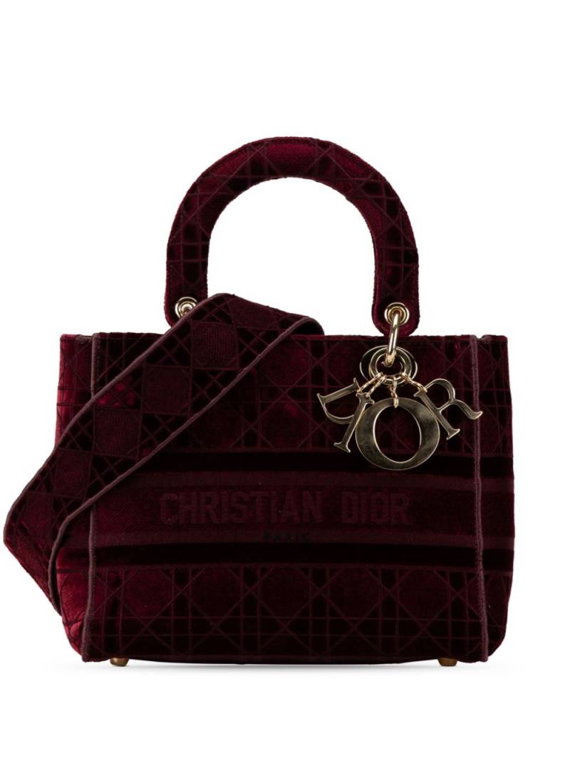 Christian Dior Pre-Owned 2020 Medium Velvet Cannage Lady D Lite satchel - Red von Christian Dior Pre-Owned