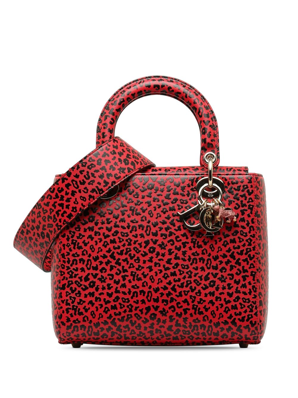 Christian Dior Pre-Owned 2021 Medium Leather Leopard Print Lady Dior satchel - Red von Christian Dior Pre-Owned