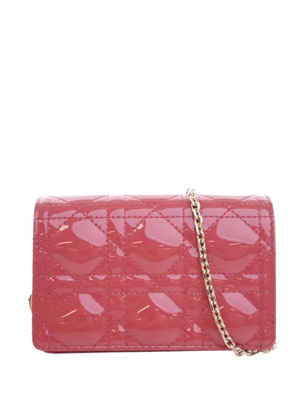 Christian Dior Pre-Owned 2021 Nano Patent Cannage Lady Dior Chain Pouch crossbody bag - Pink von Christian Dior Pre-Owned