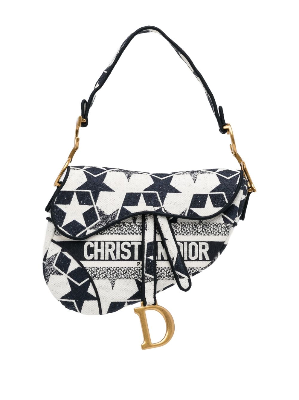 Christian Dior Pre-Owned 2021 Stars Embroidered Canvas Saddle shoulder bag - Blue von Christian Dior Pre-Owned